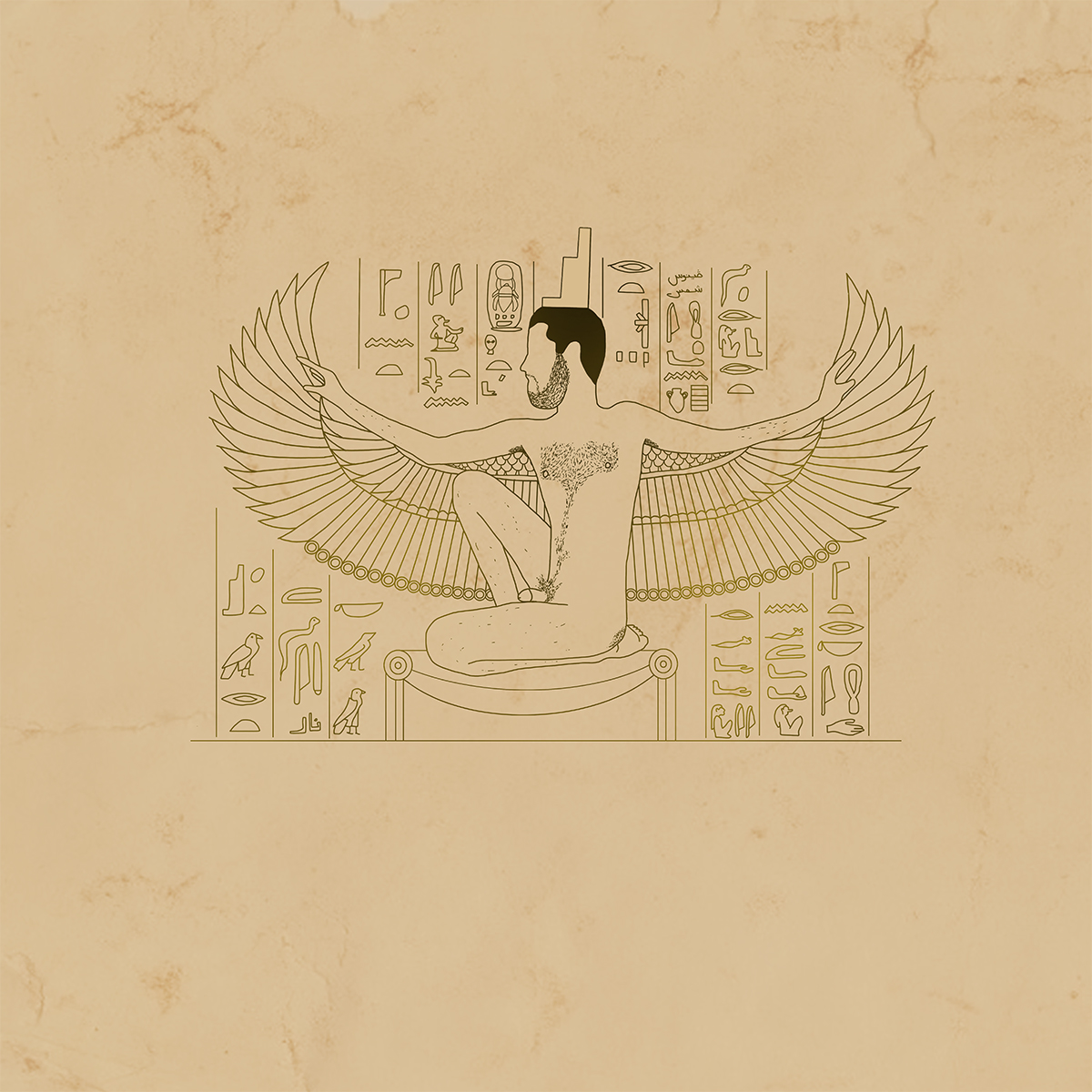 Karam Natour drawing of naked human body as the Goddess Isis of Egyptian mythology.