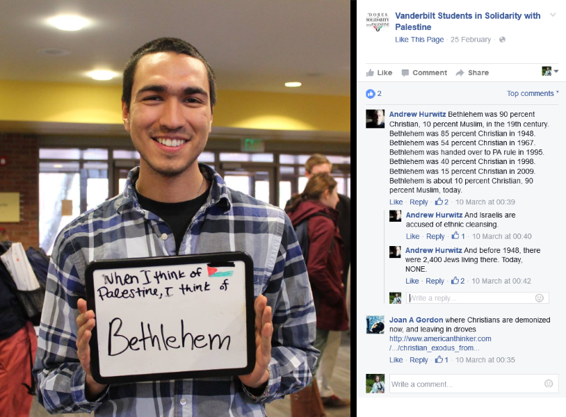 intifada - sign says he thinks of Bethlehem as he thinks about Palestine