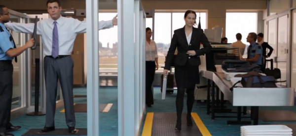 checkpoints at an airport security section