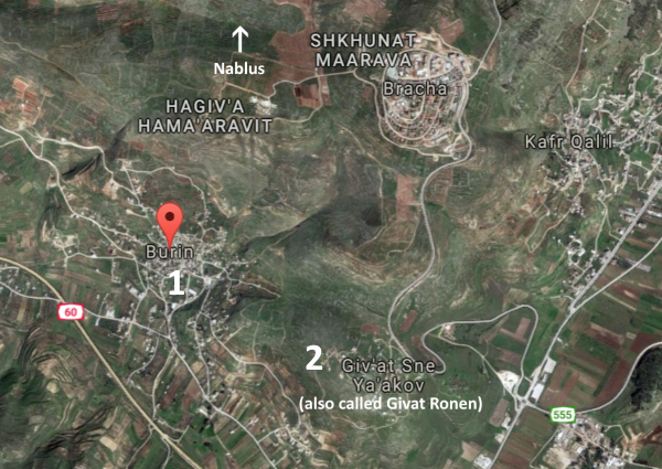 map showing where settlers and Arabs got into conflict