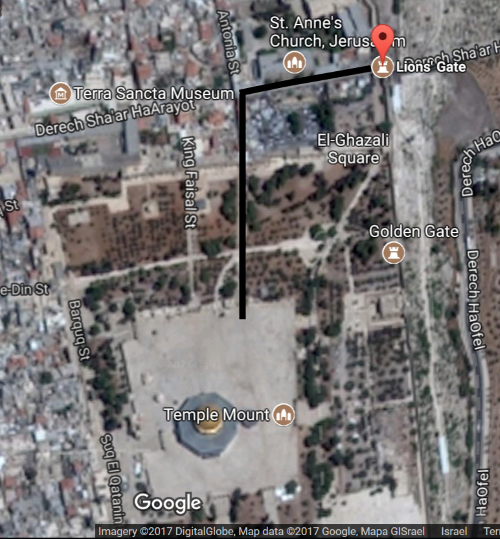 temple mount shooting - map