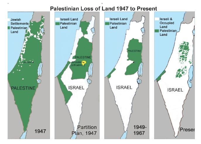 Map supposedly showing how the Jews stole land from the Arabs
