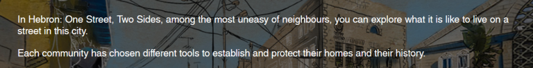 One Street in Hebron? One Street? Really, BBC? One Street?