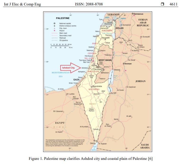 map of Israel showing Ashdod as if it is part of Palestine