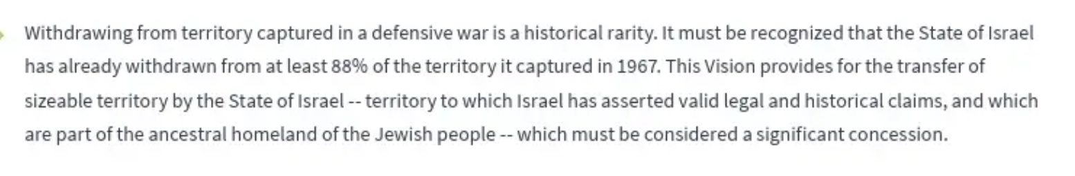 talking about withdrawal from land acquired in defensive wars