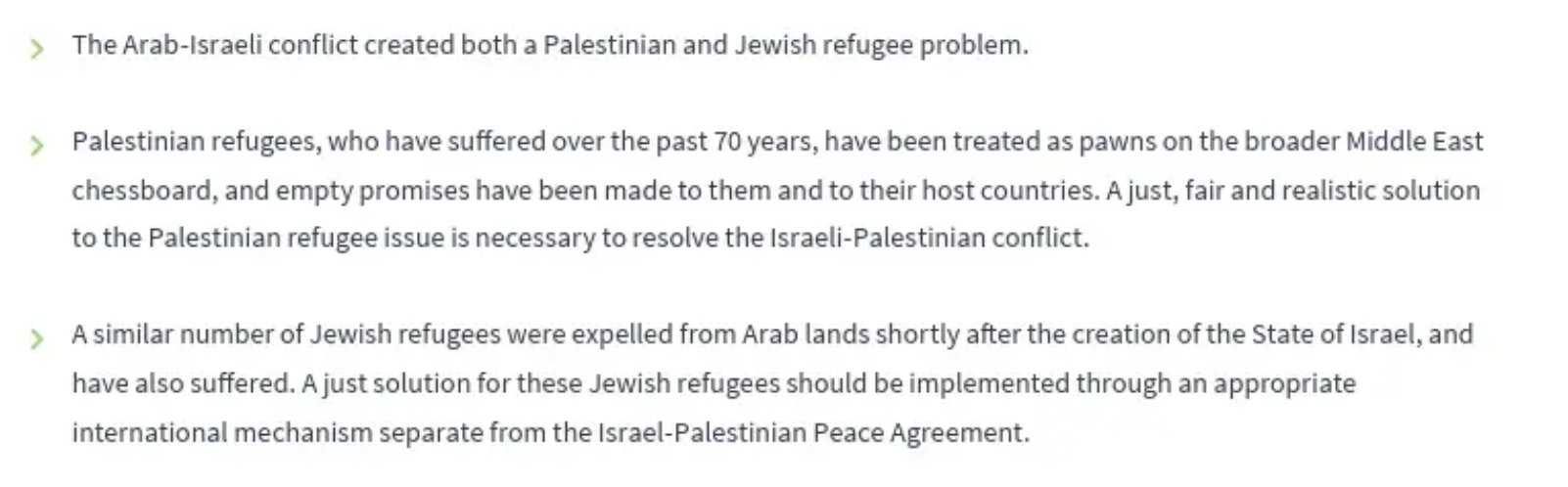 About the treatment of Jewish and Arab refugees