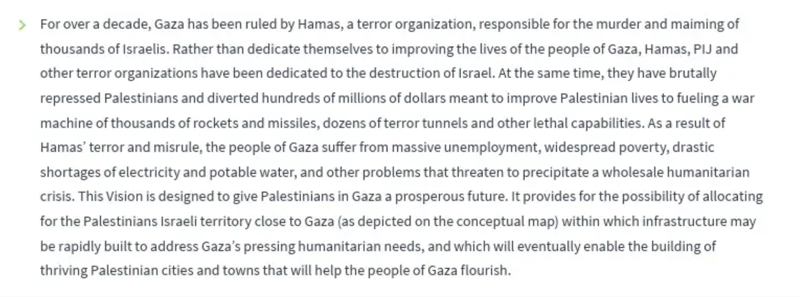blaming Hamas terror and not Israel
