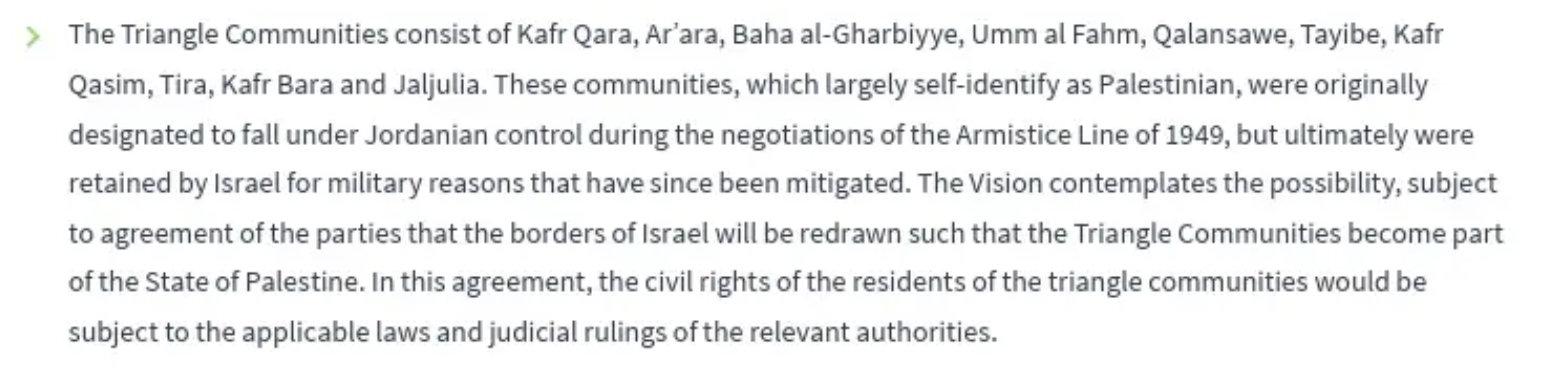 Deal of the Century - fate of the Triangle Arab communities