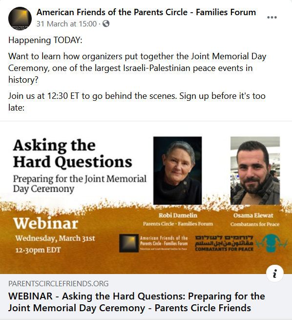 FB invitation to discussion on joint memorial day ceremony