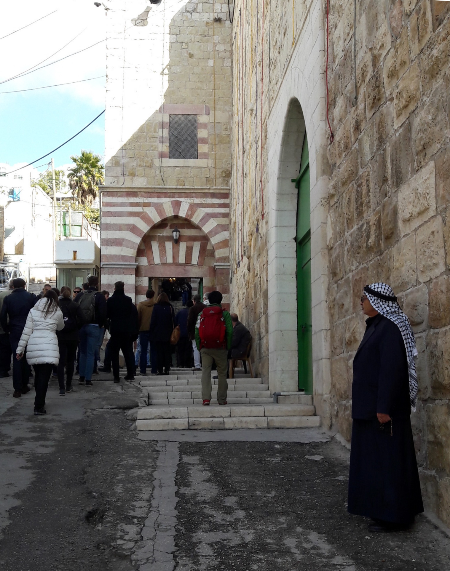 stairs up the entrance to the Ibrahimi Mosque in Hebron