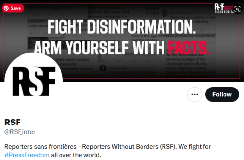 RSF - Reporters without borders "X" profile banner image