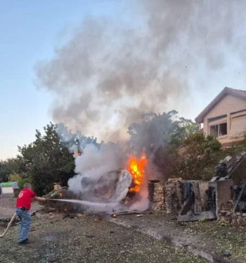 Fire in Moreshet in the Galillee as result of missile