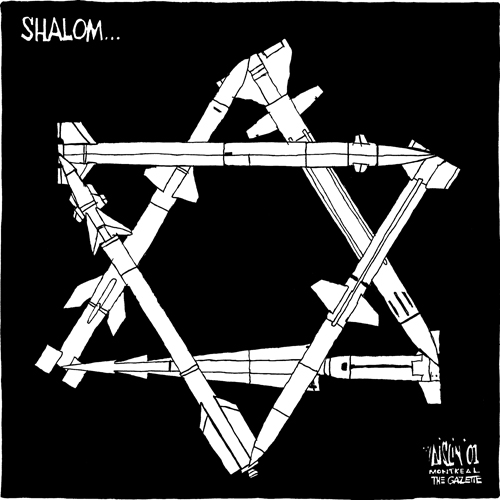 Aislin cartoon: Jewish star made out of rockets.