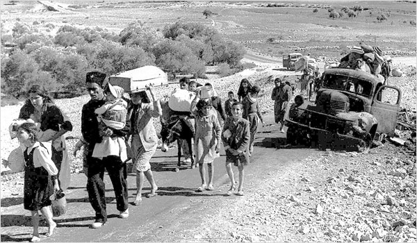 Arab refugees fleeing. Public domain photo by Fred Csasznik