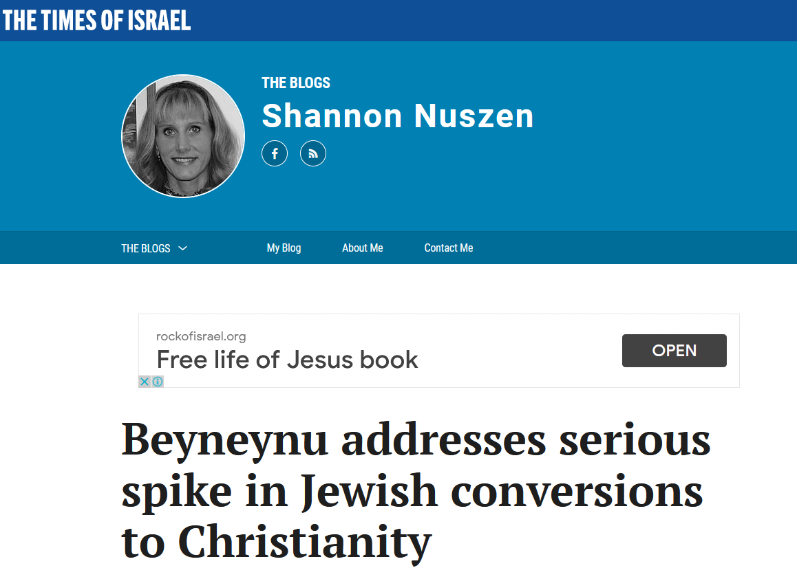 Missionary site advertised above the blog post title