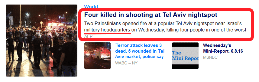 yahoo report misleading - tel aviv terror attack